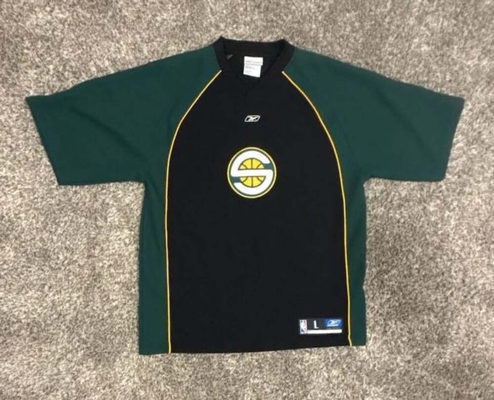 Vintage Reebok Seattle SuperSonics NBA Basketball Warm Up Shirt Men's Large